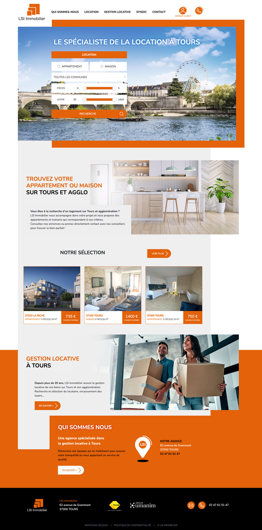 site immobilier homepage